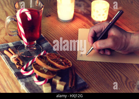 Weihnachtsgeschichte Hand schreiben Stockfoto