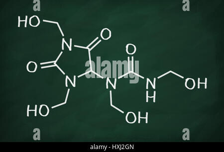 Strukturmodell des Diazolidinyl-Harnstoff an die Tafel. Stockfoto