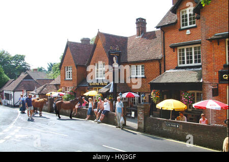 New Forest Ponys im Dorf Burley, Hampshire, England Stockfoto