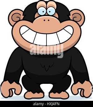 Eine Karikatur Illustration eines Schimpansen grinsend. Stock Vektor