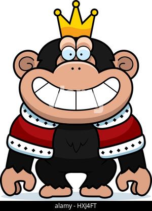 Ein Cartoon Illustration ein Schimpanse König mit Krone und Roben. Stock Vektor
