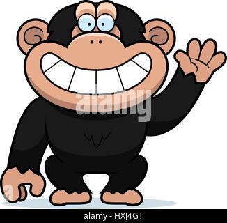 Ein Cartoon Illustration ein Schimpanse winken. Stock Vektor
