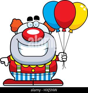 Eine Cartoon-Illustration von einem Clown Ballons halten. Stock Vektor