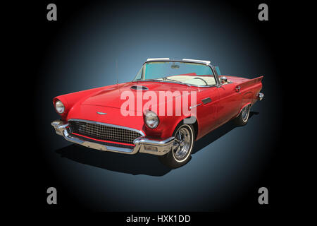 Auto-1957 Thunderbird. Roten Cabrio. Stockfoto