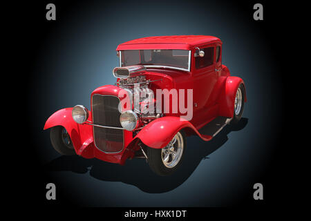 Auto - 1932 Ford 5 Fenster Coupe Replika rot Hotrod. Stockfoto