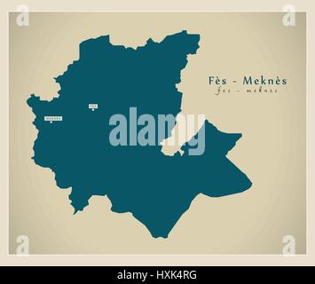 Moderne Karte - Fes - Meknes MA Stock Vektor