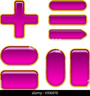 Lila Glas Schaltflächen festlegen Stock Vektor