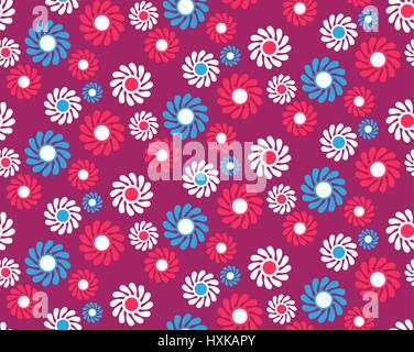 Hellen Spaß abstrakte nahtlose Muster mit Blumen, die isoliert auf Vi Stock Vektor