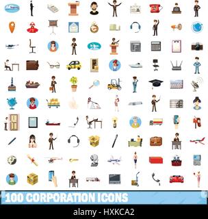 100 Unternehmen Icons set, cartoon-Stil Stock Vektor