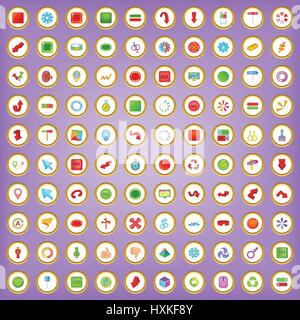 100 Symbole Pfeil und Taste set im Cartoon-Stil Stock Vektor