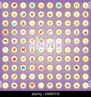 100 Religion Icons set im Cartoon-Stil Stock Vektor