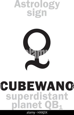 Astrologie-Alphabet: CUBEWANO (QB1), superdistant Planeten. Hieroglyphen Charakter Zeichen (einzelnes Symbol). Stock Vektor