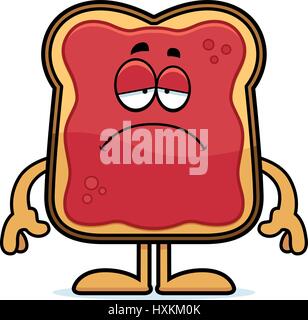 Ein Cartoon Illustration ein Toast mit Marmelade schauen traurig. Stock Vektor