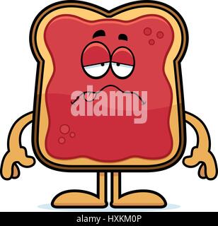 Ein Cartoon Illustration ein Toast mit Marmelade suchen krank. Stock Vektor