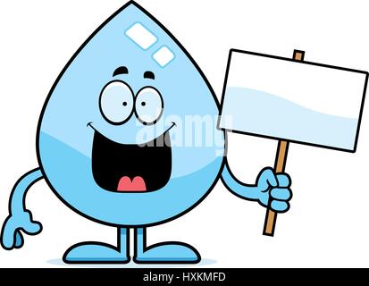 Eine Karikatur Illustration eines Wassertropfens mit einem Schild. Stock Vektor