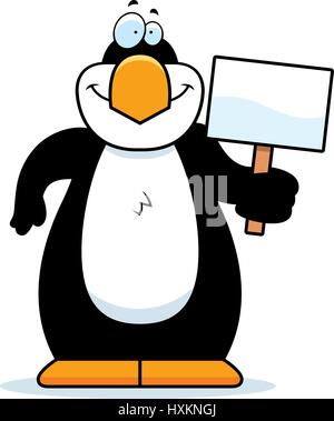 Eine Karikatur Illustration eines Pinguins mit einem Schild. Stock Vektor