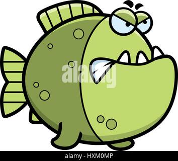 Ein Cartoon Illustration ein Piranha mit einem wütenden Ausdruck. Stock Vektor