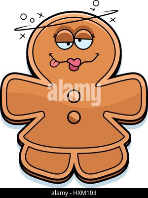 Ein Cartoon Illustration einer Lebkuchen Frau betrunken. Stock Vektor