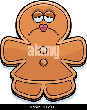 Ein Cartoon Illustration einer Lebkuchen Frau traurig. Stock Vektor