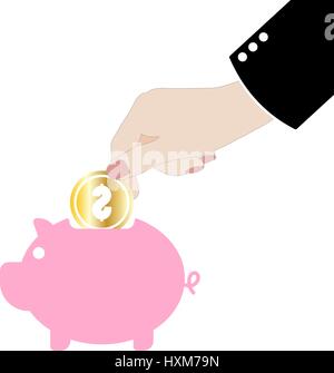 Vektor-Piggy Geld Bank Symbol schwarze flache Bauweise Piktogramm auf weißem Hintergrund Stock Vektor