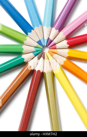 Buntstifte in einem Kreis gelegt Stockfoto