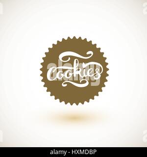 Cookie-Logo und Schriftzug Cookies. Vektor-Illustration Stock Vektor