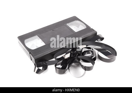 VHS-Kassette auf einem weißen Hintergrund isoliert Stockfoto