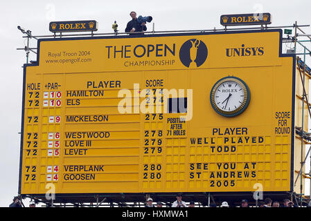 OFFENEN Anzeiger OPEN CHAMPIONSHIP Anzeiger ROYAL TROON Schottland 18. Juli 2004 Stockfoto