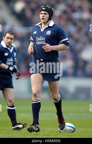 SIMON TAYLOR Schottland & EDINBURGH RUGBY MURRAYFIELD EDINBURGH 16. Februar 2003 Stockfoto