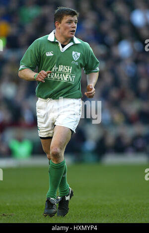 BRIAN O'DRISCOLL Irland & LEINSTER RU LONDON TWICKENHAM 16. Februar 2002 Stockfoto