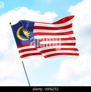 Flagge von Malaysia, aufgewachsen in den Himmel Stockfoto