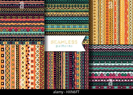 Vector set Musterdesign. Boho-Stil. Ethnischen Hintergrund. Stammes-Kunstdruck. Stock Vektor