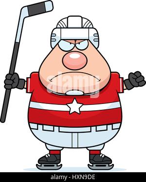 Ein Cartoon Illustration ein Eishockey-Spieler suchen Sie wütend. Stock Vektor