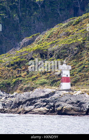 Leuchtturm im chilenischen Fjorde und Sarmiento Kanal Südamerika - Patagonien - die Inside Passage der chilenische Fjorde Stockfoto