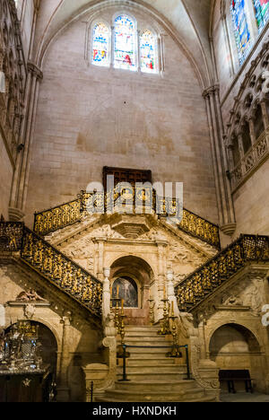 Die Renaissance Goldene Treppe von Diego de Siloé. Kathedrale der Heiligen Maria von Burgos. Burgos, Kastilien und Leon, Spanien, Europa Stockfoto