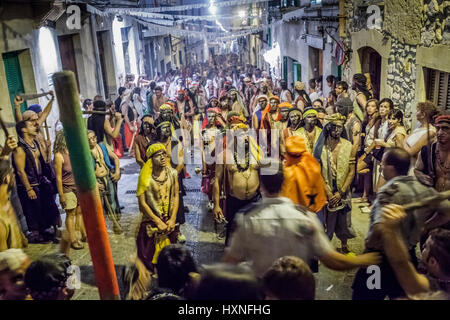 Jährliches Festival der Christen gegen die Mauren in Pollenca. Mallorca. Stockfoto