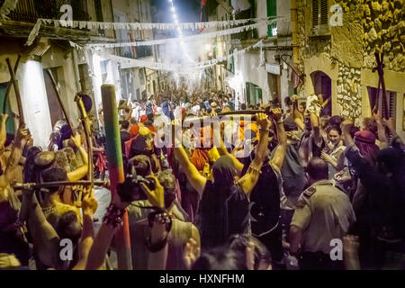 Jährliches Festival der Christen gegen die Mauren in Pollenca. Mallorca. Stockfoto