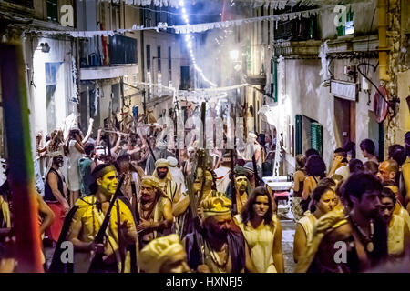 Jährliches Festival der Christen gegen die Mauren in Pollenca. Mallorca. Stockfoto