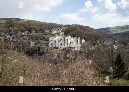 Erhöhten Blick auf Hebden Bridge Stockfoto