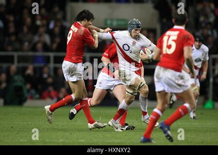 JAMES HASKELL & MIKE PHILLIPS ENGLAND V WALES TWICKENHAM LONDON ENGLAND 2. Februar 2008 Stockfoto