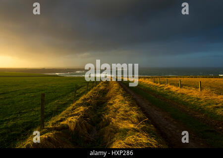Dunnet Head aus Long Goe, in der Nähe des Dorfes Mey, Caithness, Schottland, Großbritannien Stockfoto