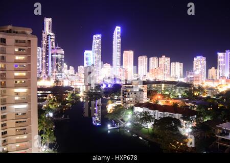 Gold Coast Queensland Australien in der Nacht Stockfoto