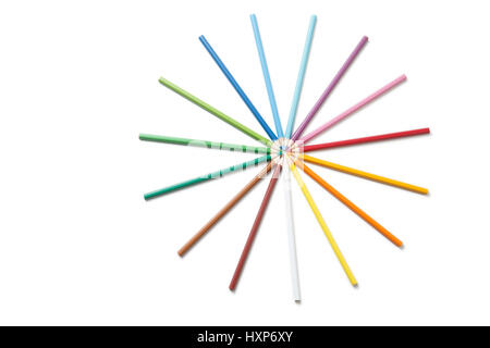 Buntstifte in einem Kreis gelegt Stockfoto