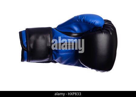 eine schwarze Boxen Handschuhe auf weißem Hintergrund Stockfoto