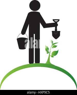 Garten und Landwirtschaft Werkzeuge Silhouette Icons, Rechen und Gabel