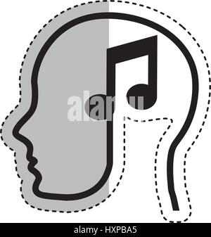 menschliche Profil mit Musik-Hinweis-Vektor-Illustration-design Stock Vektor