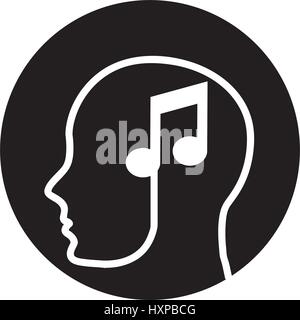 menschliche Profil mit Musik-Hinweis-Vektor-Illustration-design Stock Vektor