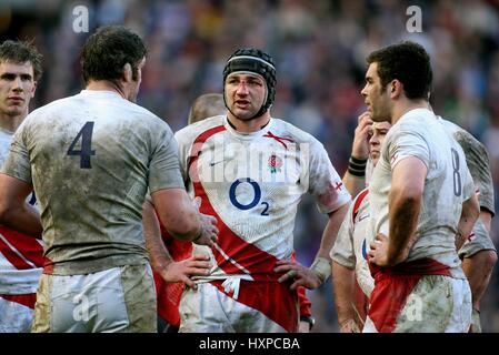 STEVE BORTHWICK & TEAM Schottland V ENGLAND MURRAYFIELD EDINBURGH Schottland 8. März 2008 Stockfoto