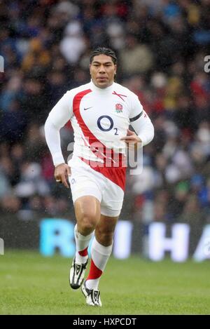 LESLEY VAINIKOLO ENGLAND & GLOUCESTER RU MURRAYFIELD EDINBURGH Schottland 8. März 2008 Stockfoto