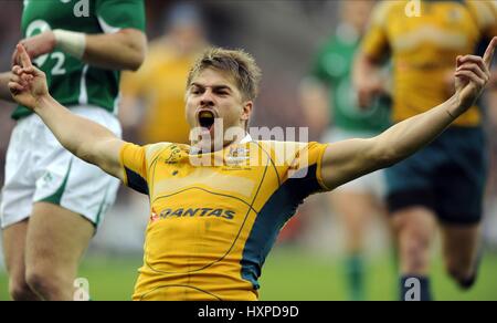 DREW MITCHELL feiert SCORI Australien CROKE PARK DUBLIN Irland 15. November 2009 Stockfoto